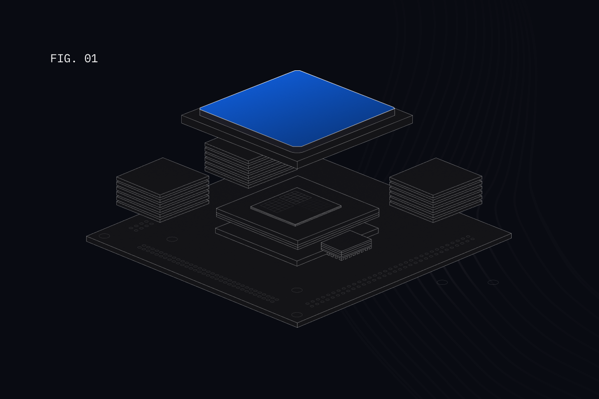 Isometric illustration of a microprocessor unit